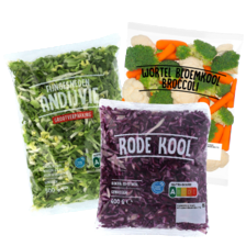 Andijvie fijn, rode kool of wortel-bloemkool-broccoli mix